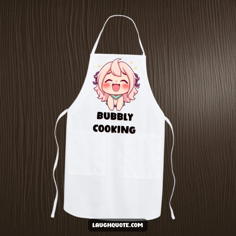 Funny Apron: A character's bubbly, effervescent laugh brings joy and fun to the kitchen.
