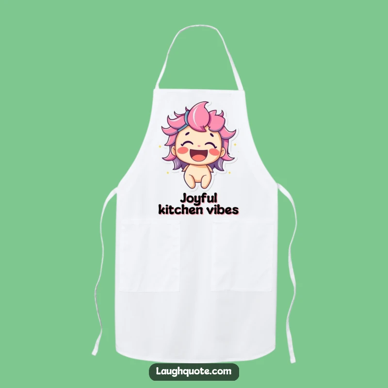 Funny Kitchen Apron: Delighted Character's Colorful Laughter Chef