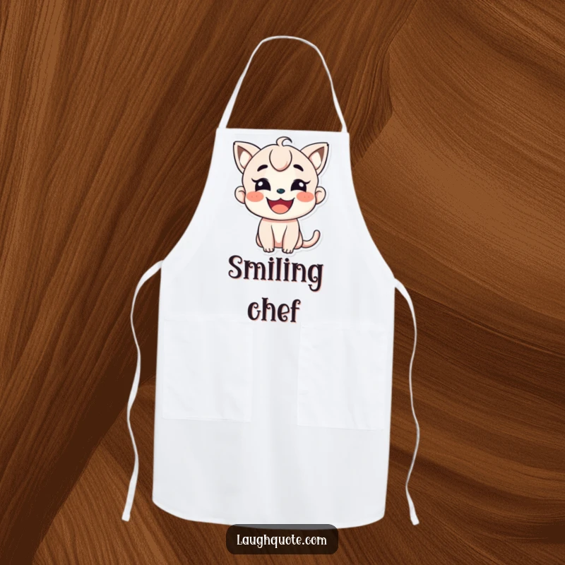 Funny Apron: A character beams with a wide, infectious smile, ready for culinary fun.