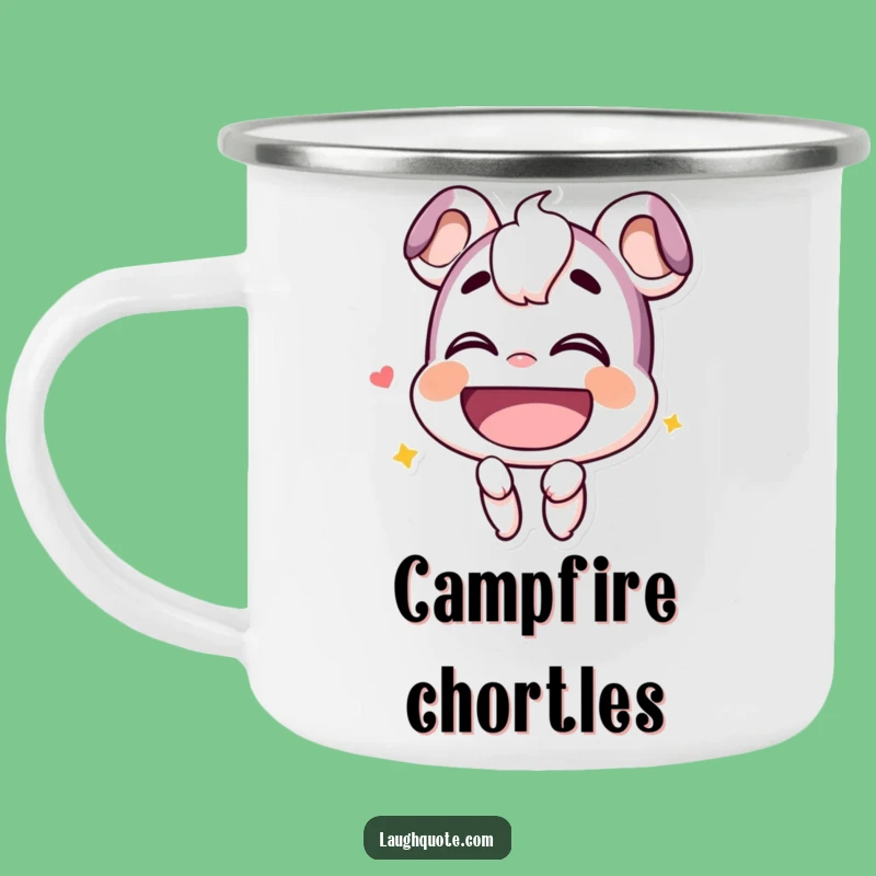 Funny Chuckle Camping Mug: Smiling Character Hearty Laugh Design, Outdoor Funny Gift