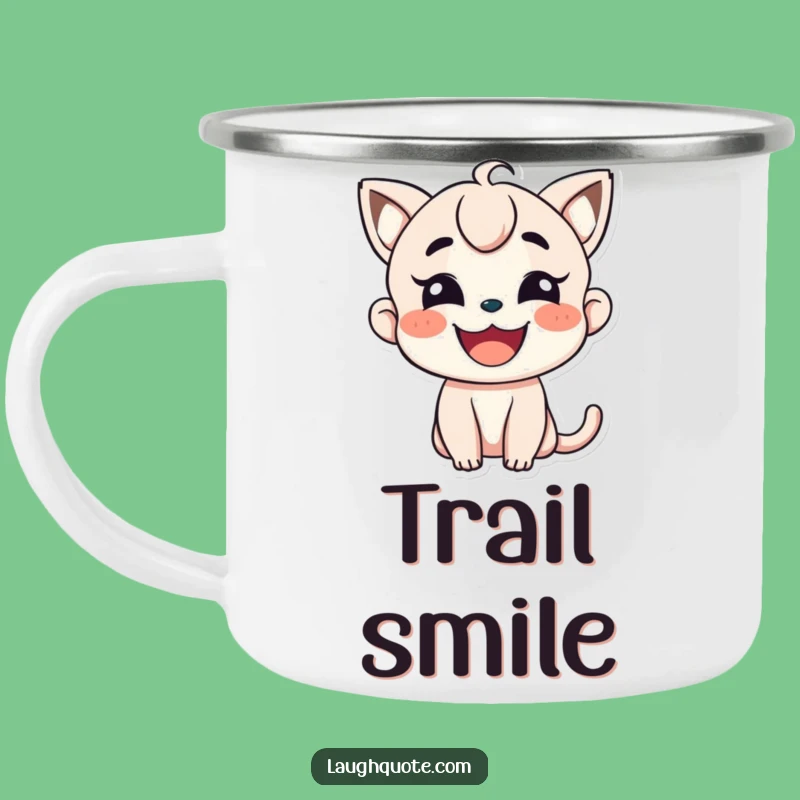 Funny Wide Smile Character Camping Mug - Adventure and Smiles!