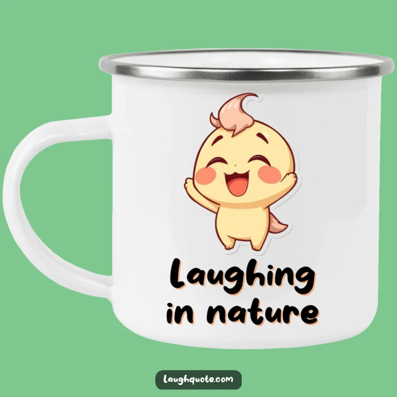 Funny Laughing Character Camping Mug - Adventure with Humor, Perfect Gift.