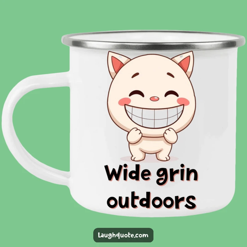 Funny Smile Camping Mug: Giant Exaggerated Smile Drinkware, Happy Adventures, Perfect Funny Gift