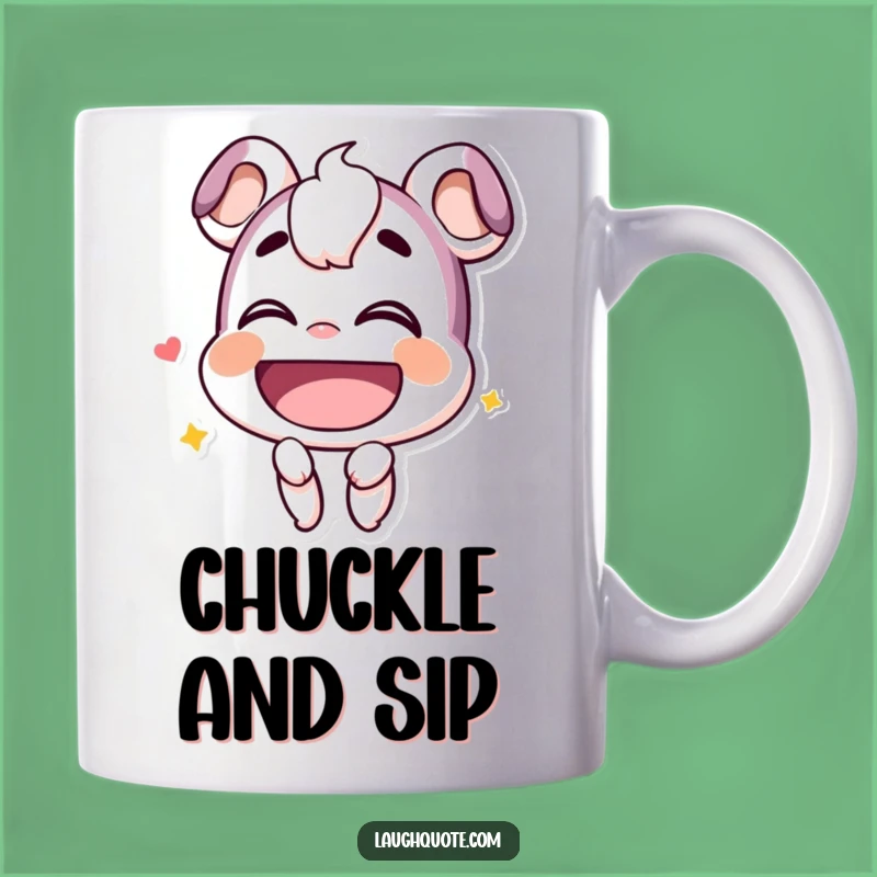 Funny Chuckle Mug: Smiling Character Hearty Laugh Design, Perfect Funny Gift