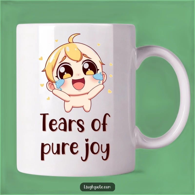 Funny Laughing Tears Mug: Wide-Eyed Character Joyous Laughter Design, Perfect Funny Gift