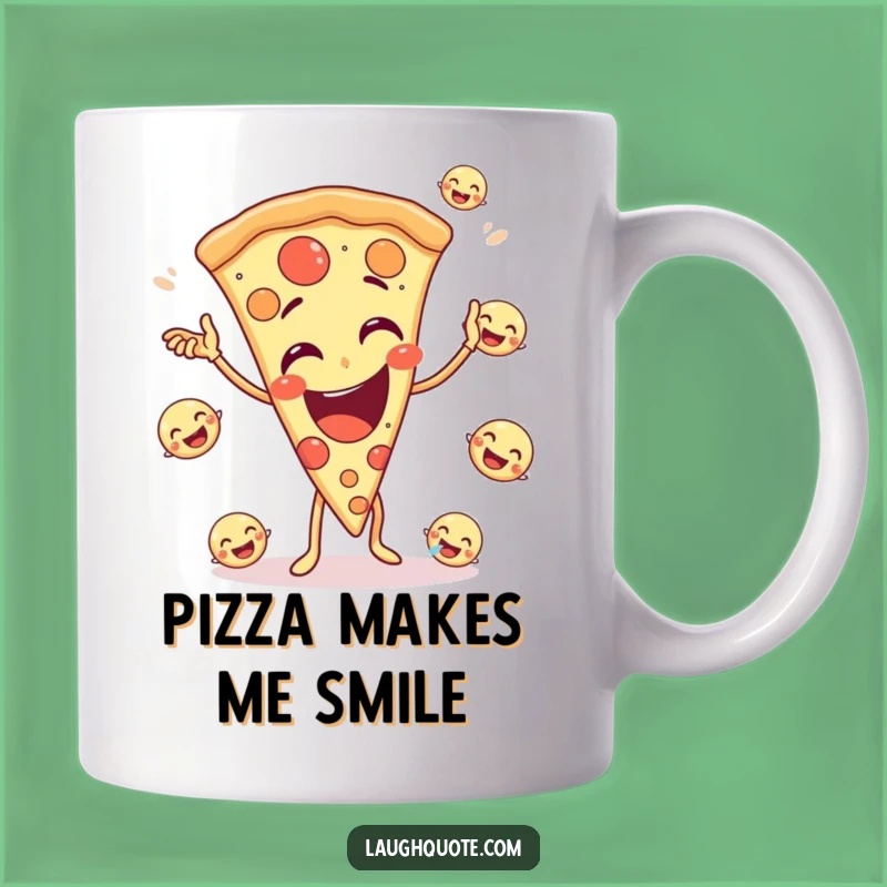 Funny Pizza Juggling Mug: Giggling Slice Spreads Joyful Laughs