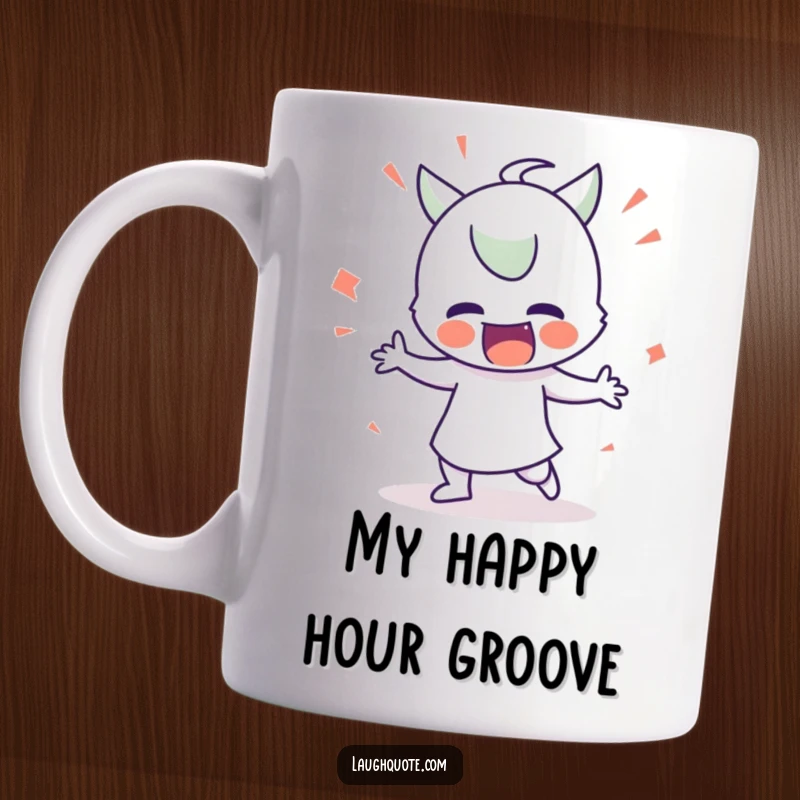 Funny Mug: Character doing a silly, exaggerated dance, spreading joy and laughter with every move.