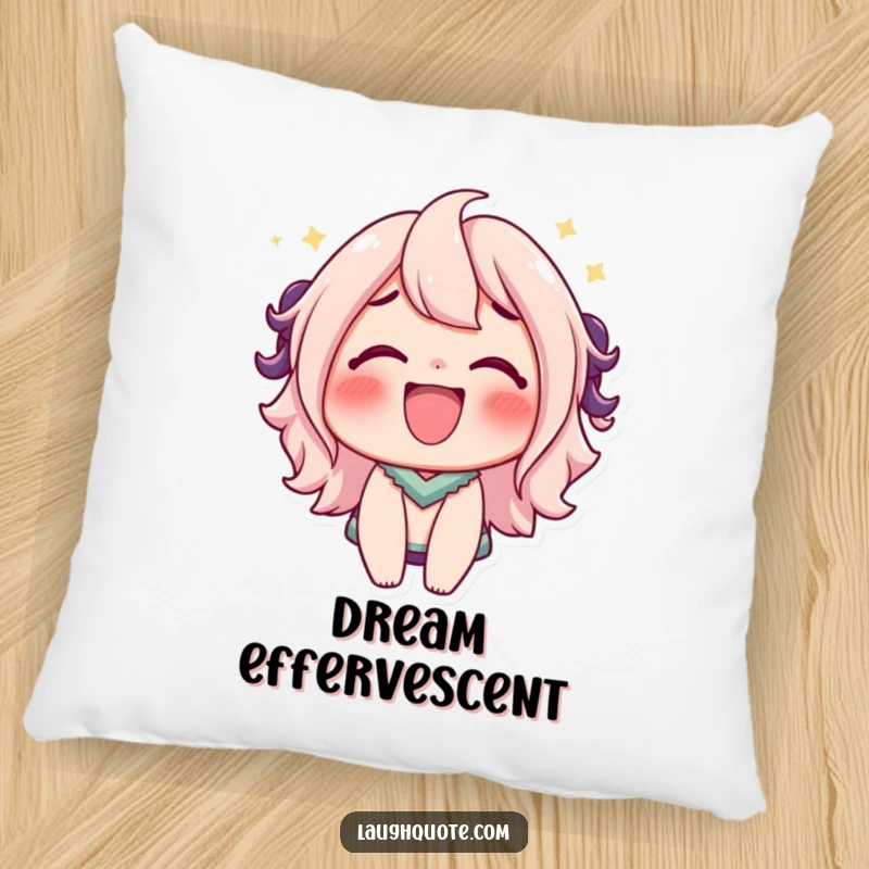 Funny Pillow: A character's bubbly, effervescent laugh radiates comfort and infectious joy.