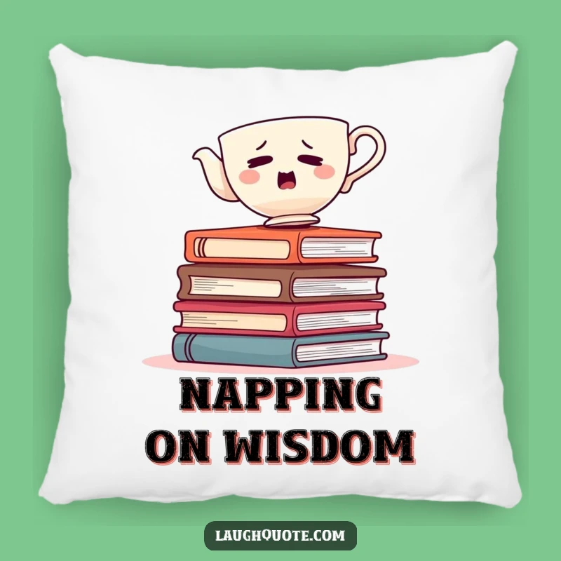 Funny Bewildered Teacup Pillow: Relax with Literary Humor!
