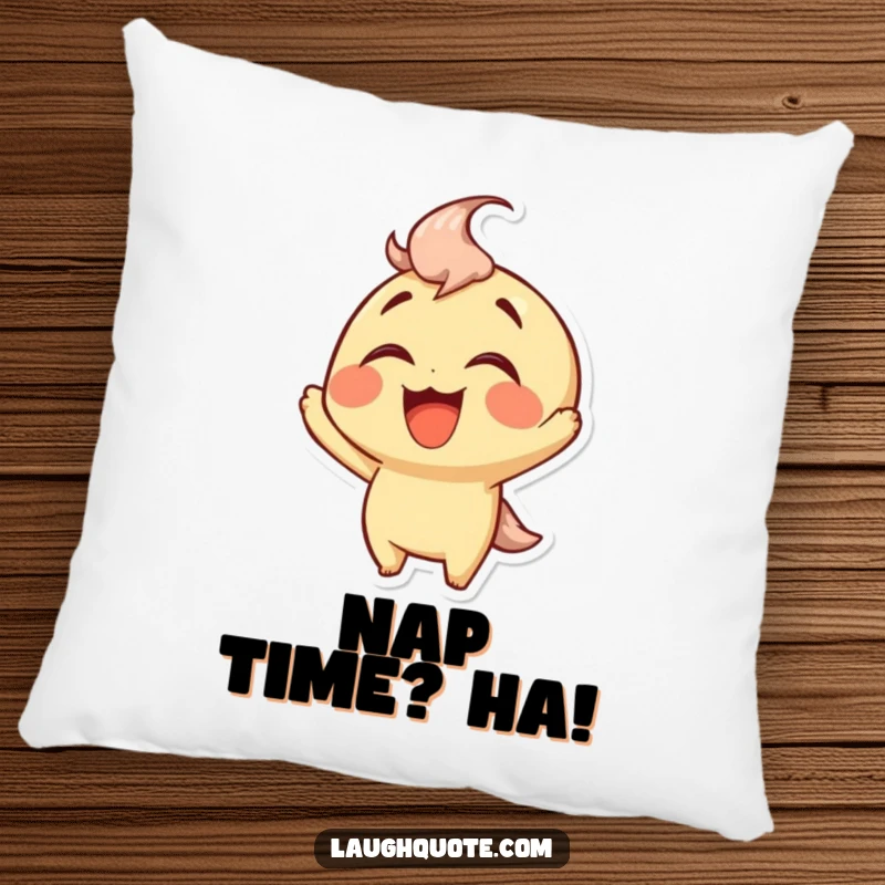 Funny Pillow showcasing a character in mid-laugh, its joyful expression inviting comfort and amusement, a perfect accent piece.