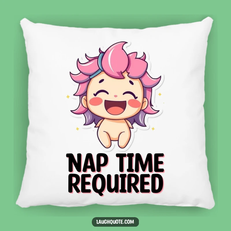 Funny Soft Pillow: Delighted Character's Colorful Laughter Comfort