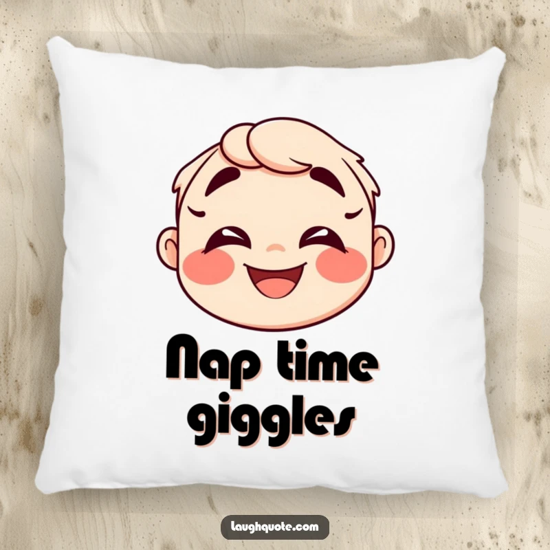 Funny Pillow designed with a happy face character and exaggerated laughter lines, perfect for comfort and humor.