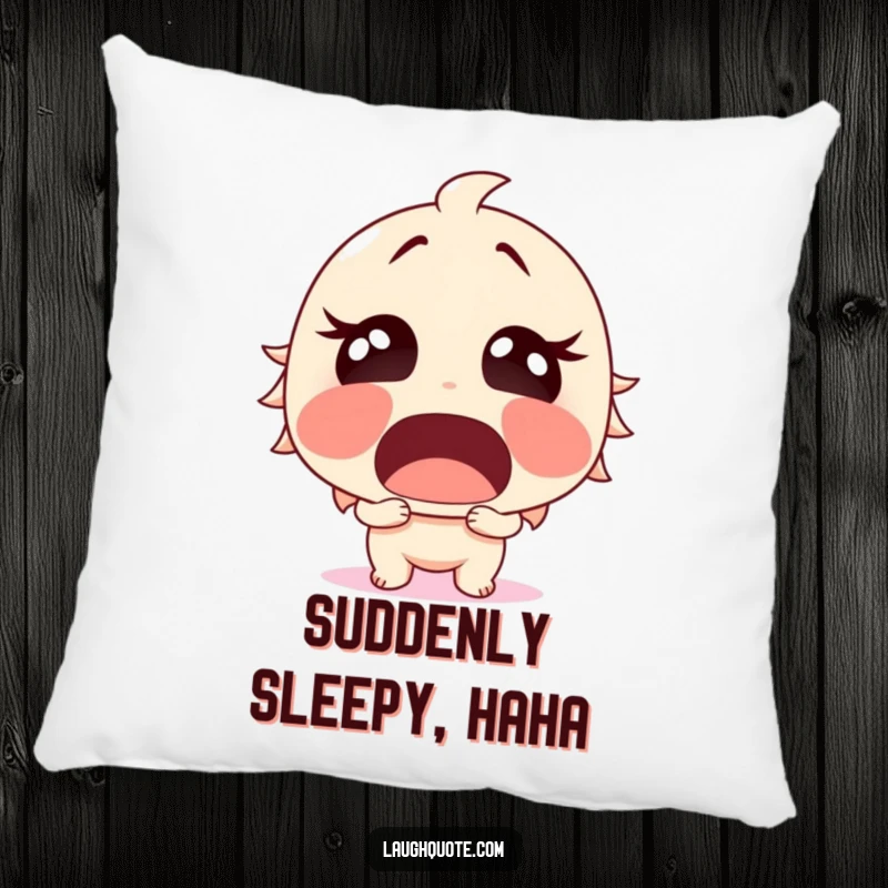 Funny Pillow showcasing a surprised character, mouth agape, mid-laughter, offering comfort and unexpected amusement.