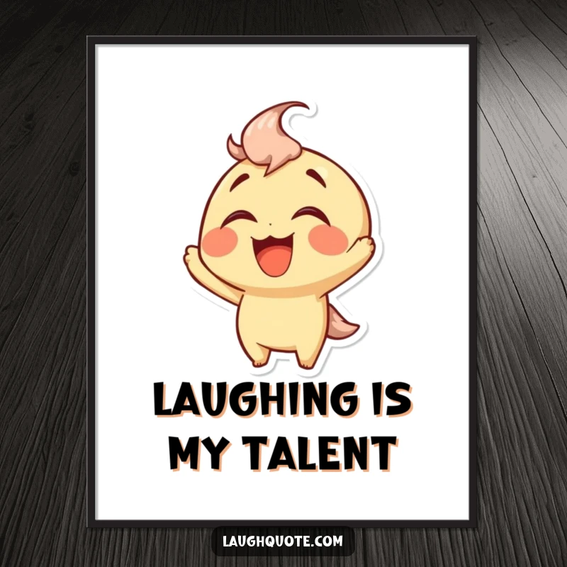 Funny Digital Art Print of a character throwing its head back in laughter, a vibrant and amusing piece for your walls.