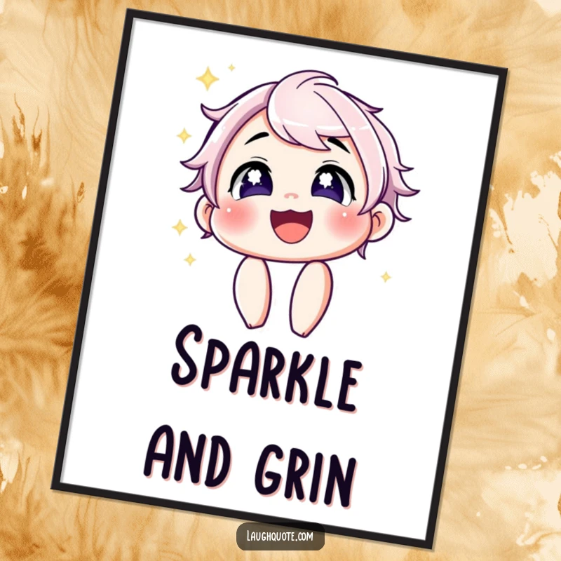 Funny Digital Art Print: A delightful depiction of a character with sparkling eyes sharing a contagious, joyful laugh.