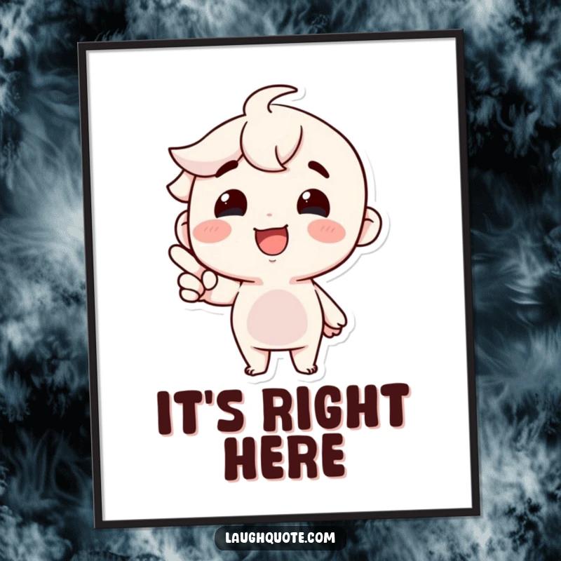 Funny Digital Art: A character’s beaming smile points to an unseen hilarious event, capturing a moment of pure, infectious joy.