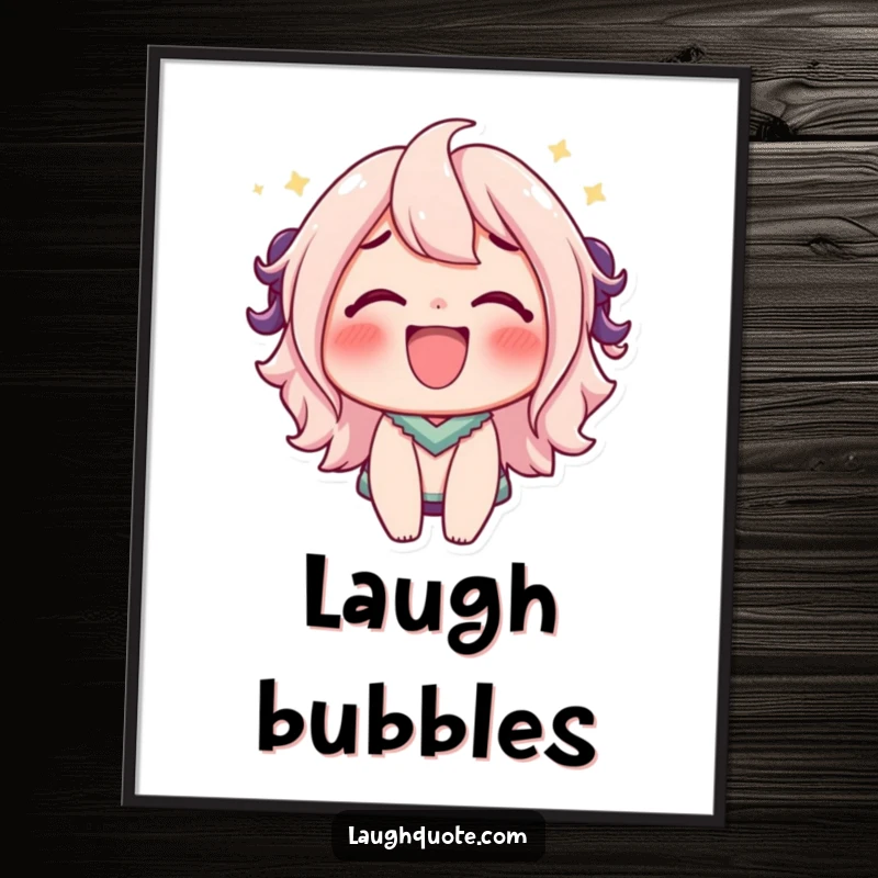 Funny Digital Art Print: A character's bubbly, effervescent laugh radiates pure, infectious joy.