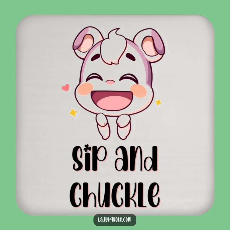 Funny Chuckle Coaster: Smiling Character Hearty Laugh Design, Small Funny Gift