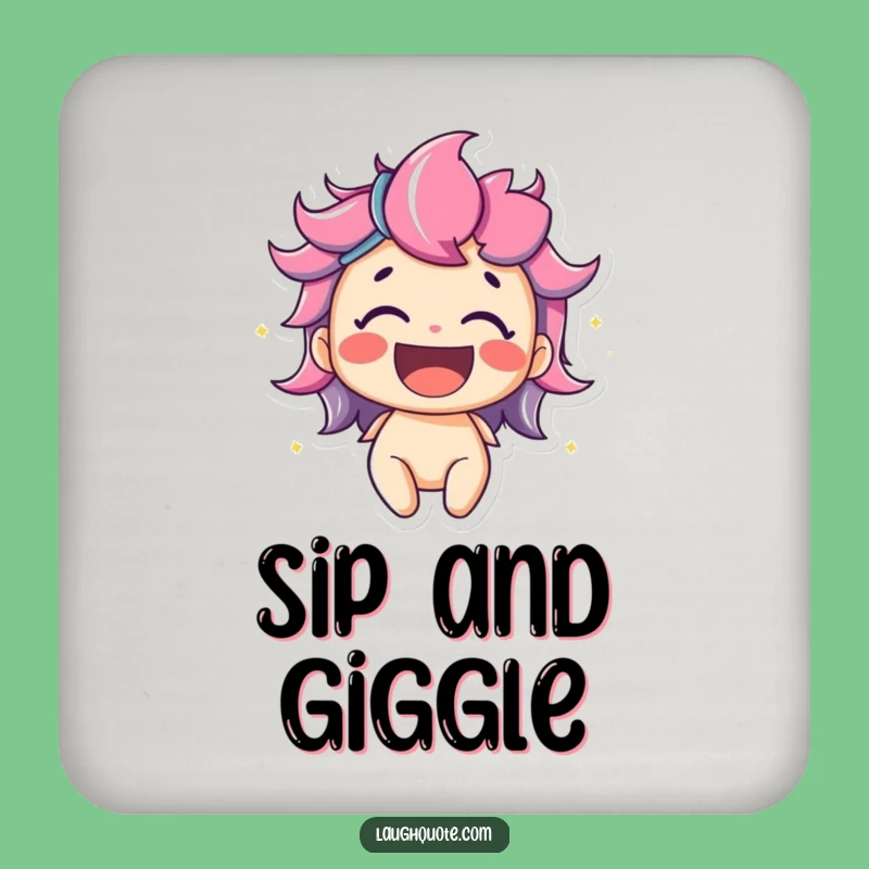 Funny Coaster Set: Delighted Character's Colorful Laughter Protection