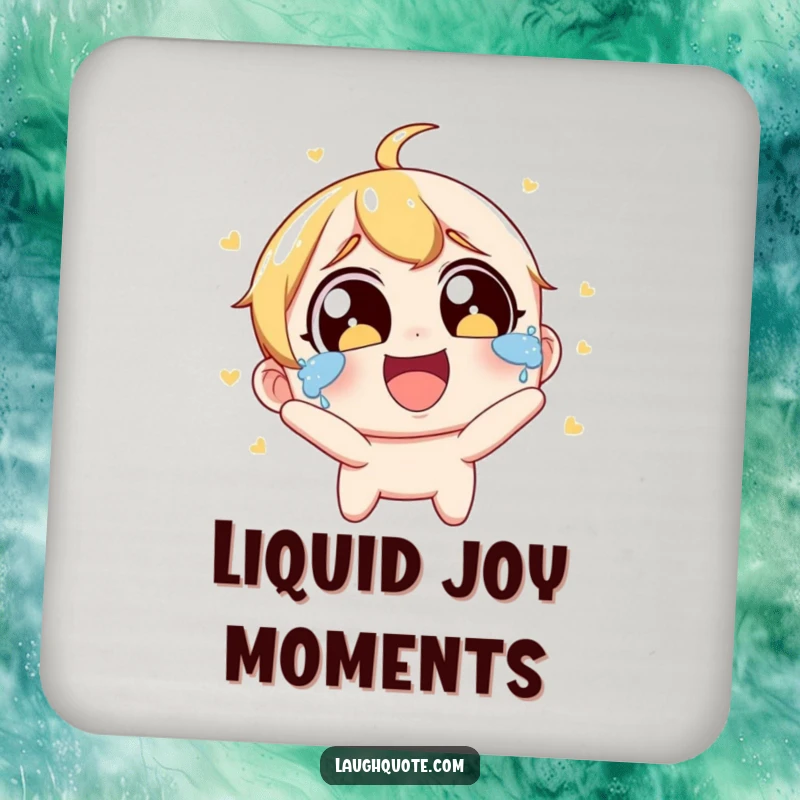 Funny Coaster: A character with wide eyes laughs so hard tears stream down its face.