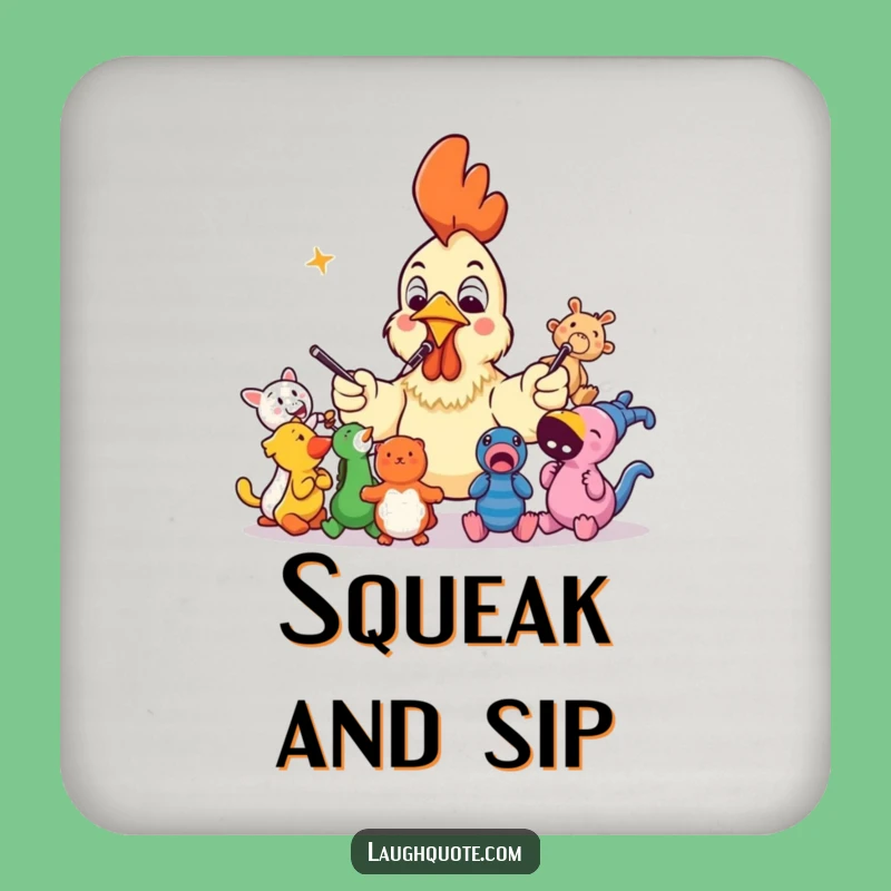 Funny Rubber Chicken Orchestra Coaster: Protect Surfaces with Humor!