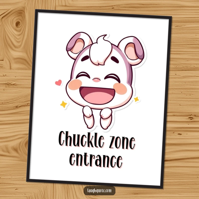 Funny Poster: A smiling character, head tilted back, is shown letting out a deep, hearty chuckle.