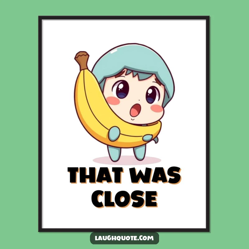 Funny Banana Peel Poster: Amused Character Art for Comedy Decor