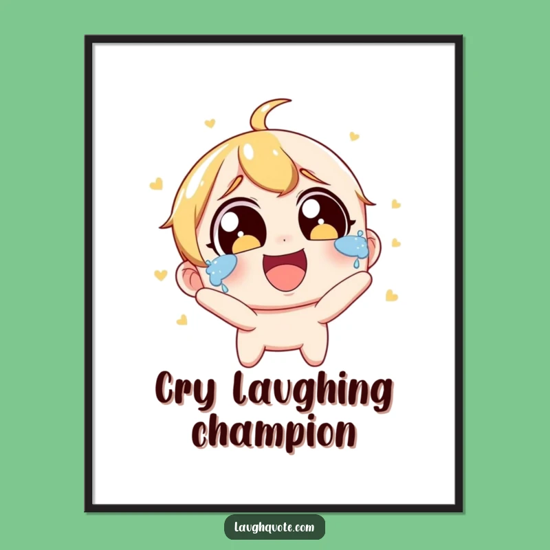 Funny Laughing Tears Poster: Wide-Eyed Character Joyous Laughter, Inspiring Funny Gift