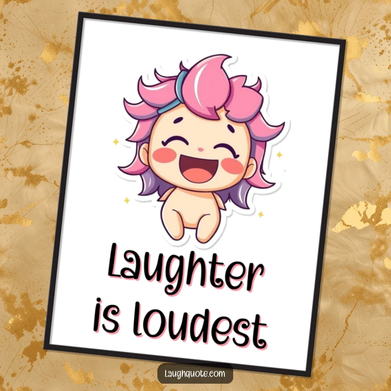 Funny poster showcasing a delighted character bursting with vibrant, colorful laughter, bringing a cheerful and artistic expression of pure joy to any wall.
