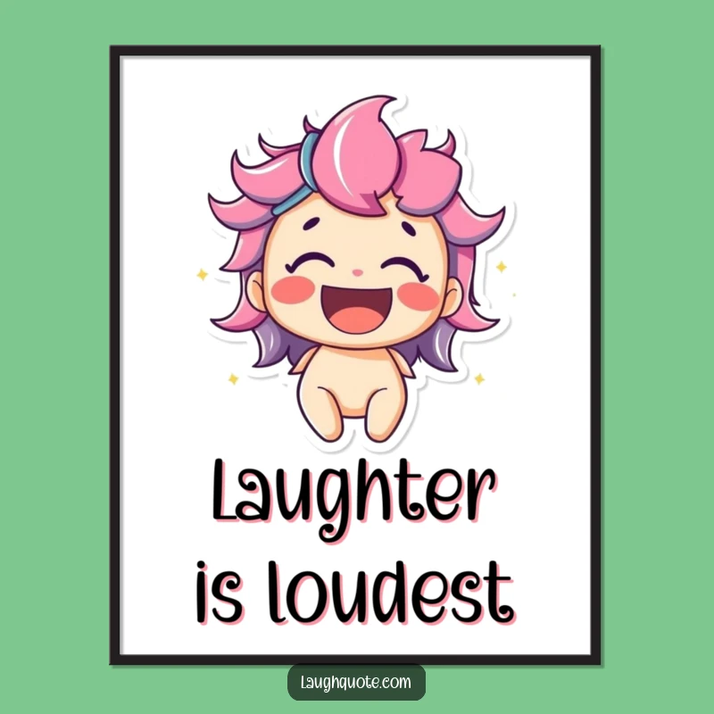 Funny Vibrant Poster: Delighted Character's Colorful Laughter Art