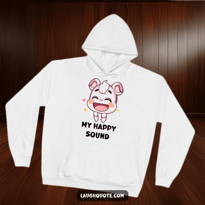 Funny Hoodie: A smiling character, head tilted back, is caught mid-hearty chuckle.