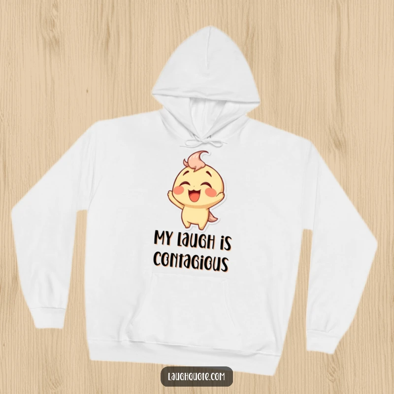 Funny Hoodie featuring a character in a state of ecstatic laughter, embracing the warmth and joy of a good joke.