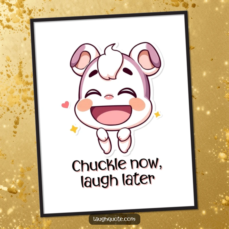 Funny Free Printable Wall Art: Smiling character tilting head back, enjoying a deep, hearty chuckle.