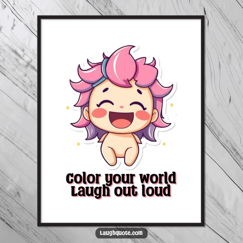 Funny Free Printable Wall Art: A character bursting with vibrant, colorful laughter, creating an atmosphere of pure joy and happiness.