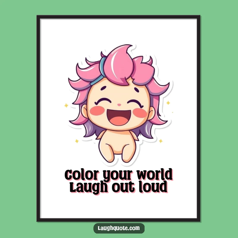 Funny Free Printable Wall Art: Delighted Character Bursting with Colorful Laughter, Downloadable Decor