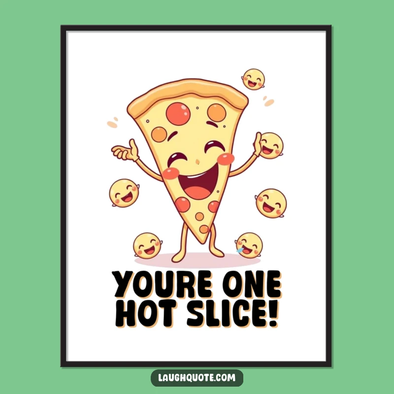 Funny Free Printable Wall Art: Pizza Emoji Juggler, Downloadable Decor, Food Art