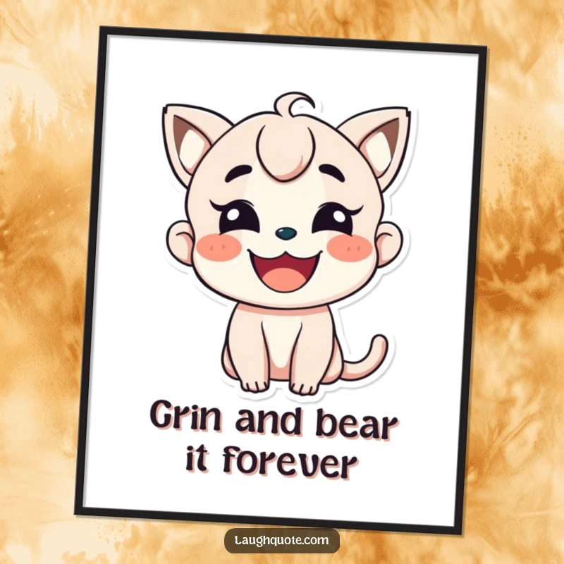 Funny free printable wall art of a character sporting a wide, infectious smile, adding a touch of cheerful personality.