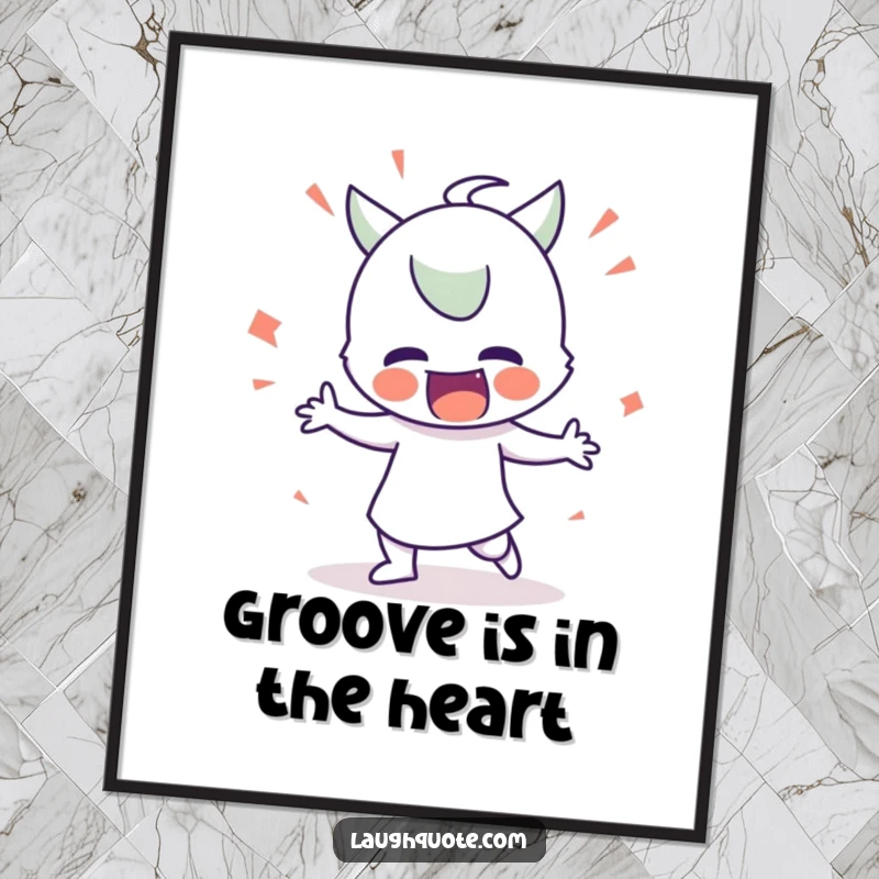 Funny Free Printable wall art: A character captured mid-silly dance with exaggerated limbs, radiating pure, unadulterated, comical energy.