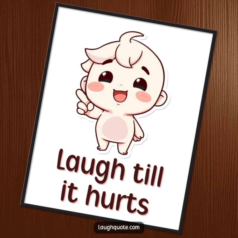 Funny Free Printable Wall Art of a joyful character beaming and pointing with pure amusement, creating a lighthearted atmosphere.