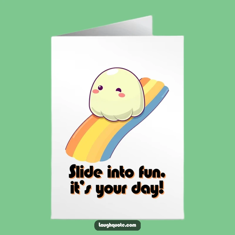 Free Printable Joyful Slime Birthday Card - Rainbow Sliding Funny Downloadable
