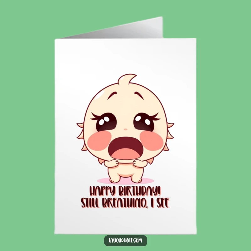 Free Printable Birthday Card: Surprised Laughter Character, Funny Downloadable Gift for Birthdays