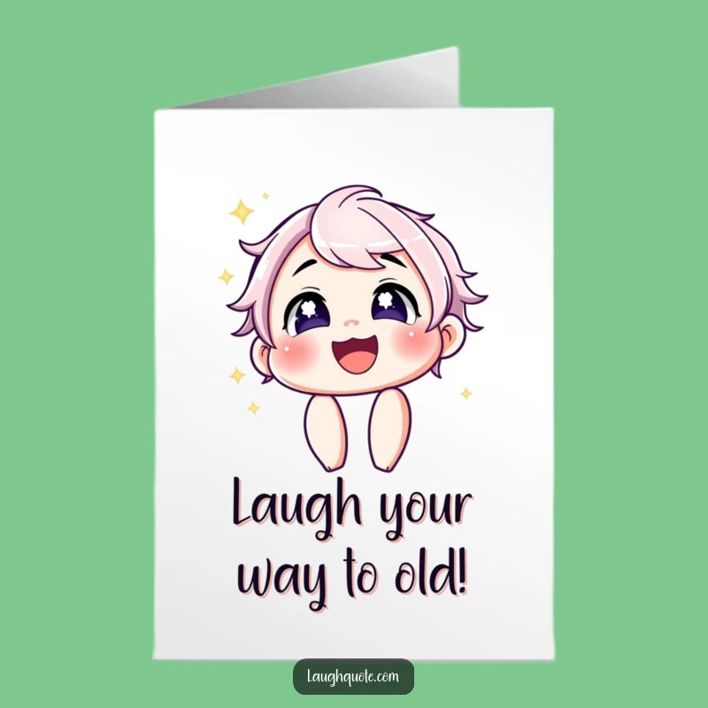 Free Printable Birthday Card: Laughing Character Sparkling Eyes Printable Greeting