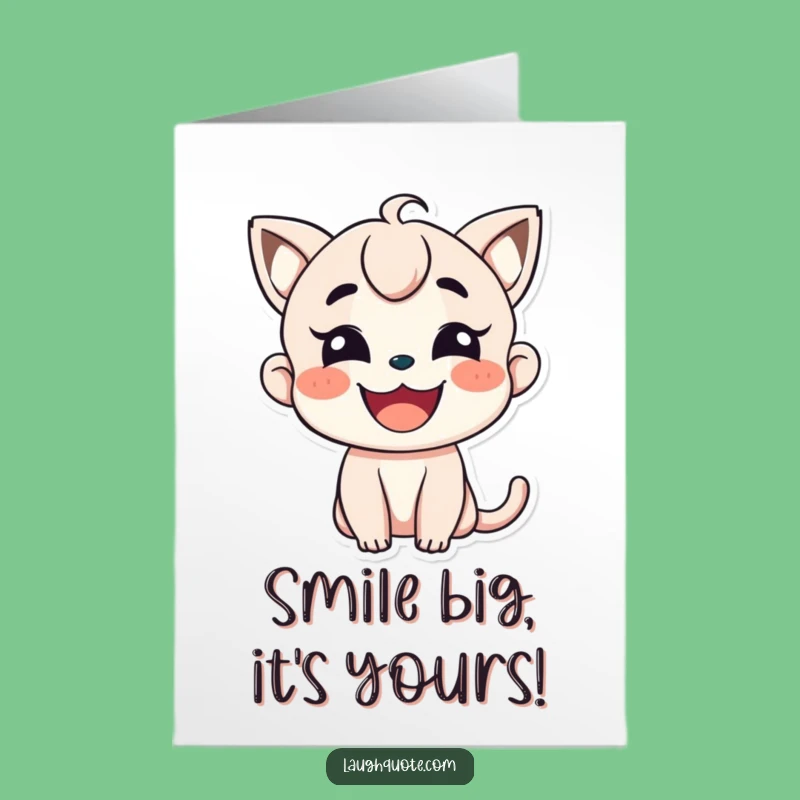Free Printable Birthday Card: Wide Smile Character - Funny Downloadable Gift