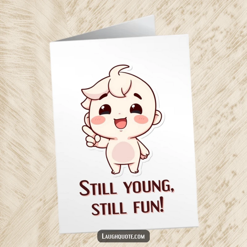 Funny Free Printable Birthday Card featuring a joyful character beaming and pointing at something hilarious, bringing instant laughter.