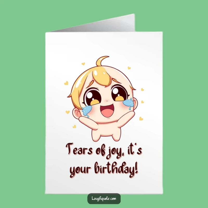 Free Printable Birthday Card: Laughing Tears Character Funny Downloadable Gift