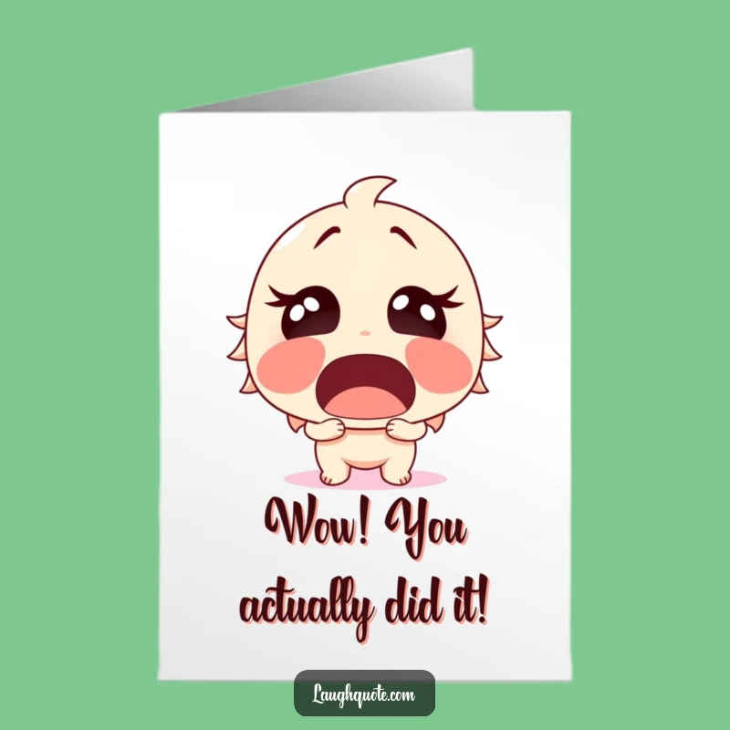 Free Printable Congrats Card: Shocked Laughter Character, Funny Downloadable Gift for Celebrations