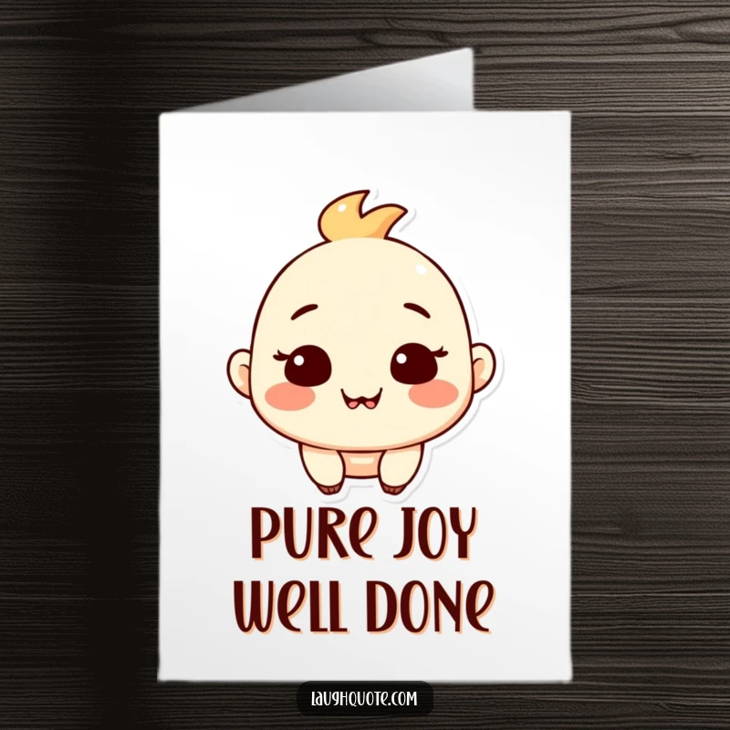 Funny Free Printable Congratulations Card: Contented character with a satisfied, chuckling expression, silently celebrating an achievement.