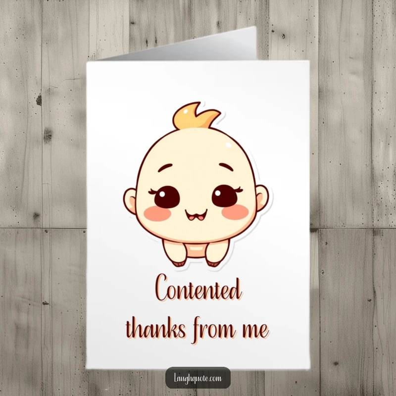 Funny Free Printable Thank You Card: Contented character smirking with a satisfied, chuckling expression, saying thanks.