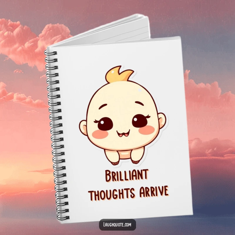 Funny notebook cover featuring a contented character with a satisfied expression and a subtle, happy chuckle.