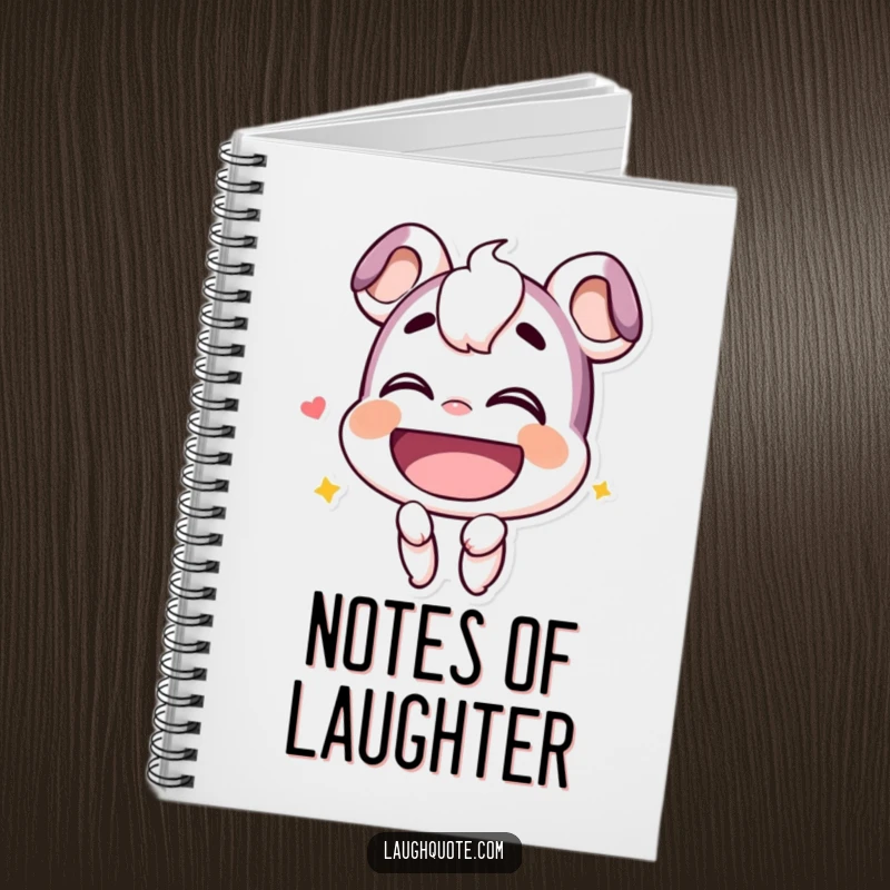 Funny Notebook: A smiling character, head tilted back, chuckles heartily, ready for your notes.